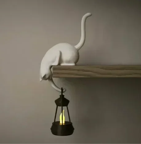 Curious Cat Shelf Sitter & Lantern Hook