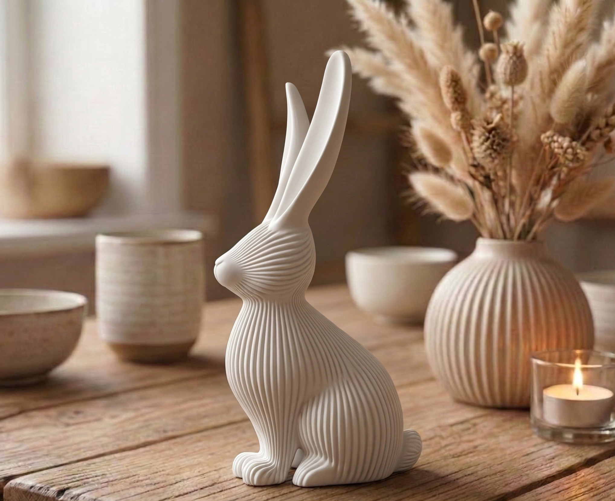 Modern Minimalist 3D Printed Bunny Lamp