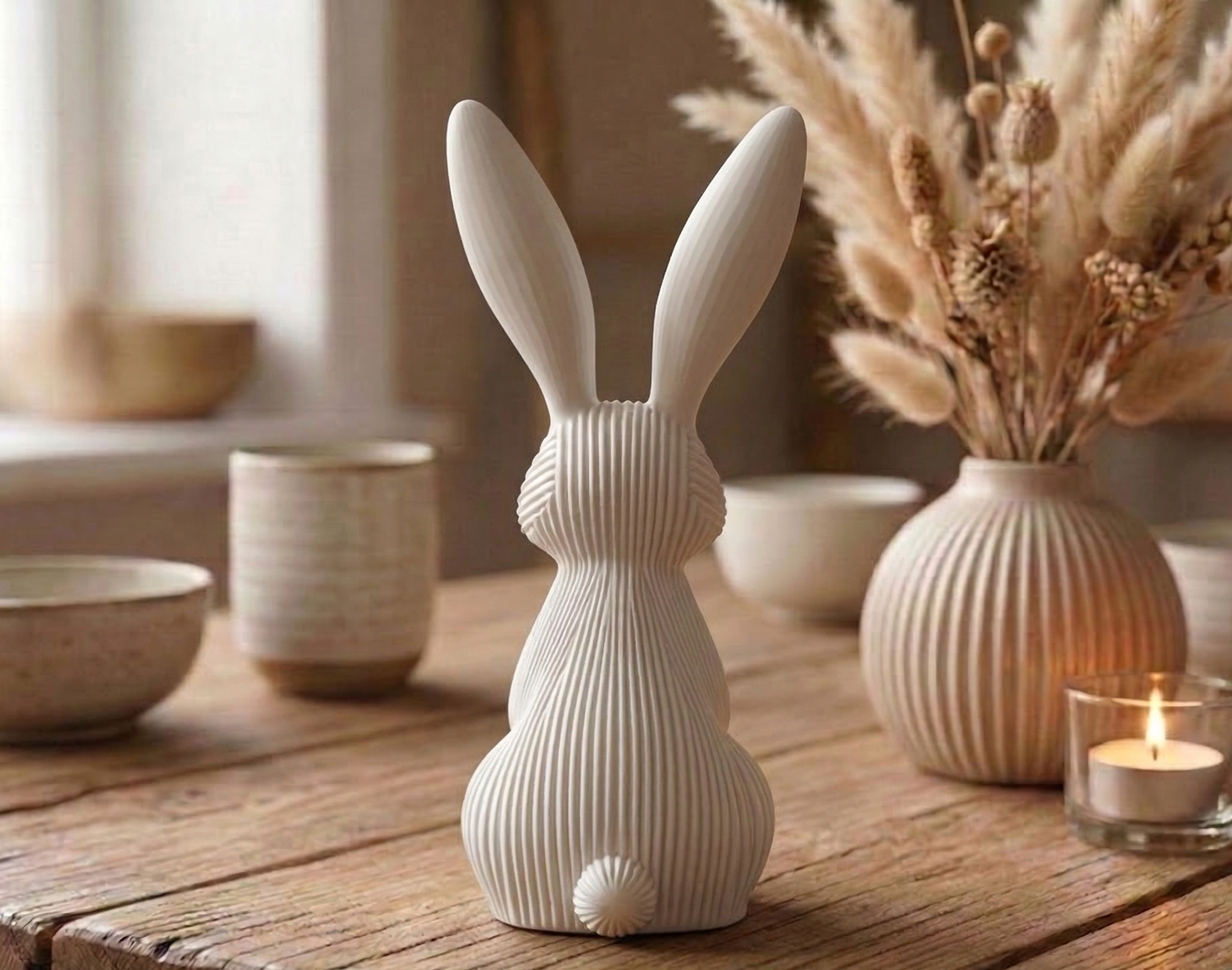 Modern Minimalist 3D Printed Bunny Lamp