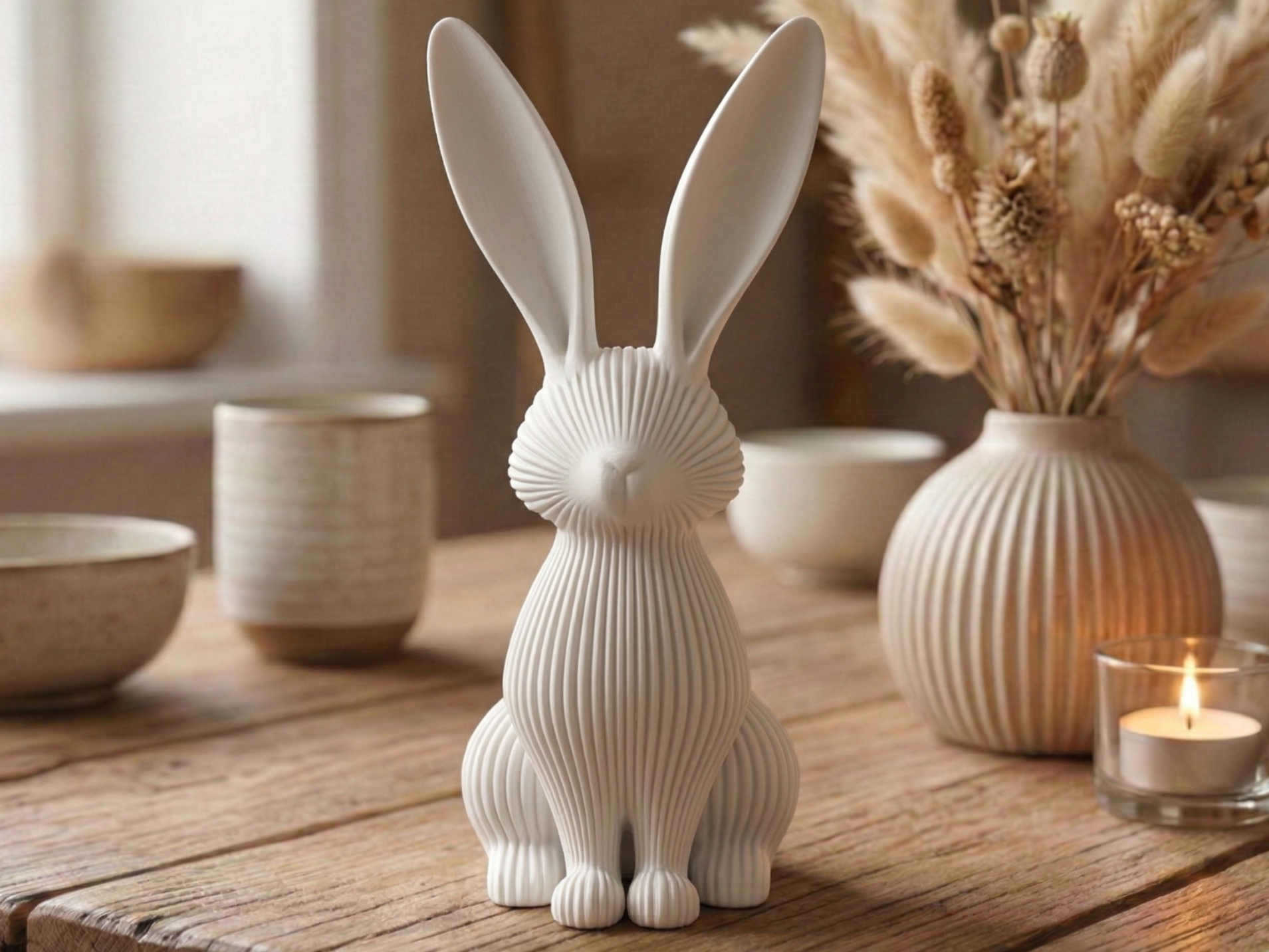Modern Minimalist 3D Printed Bunny Lamp
