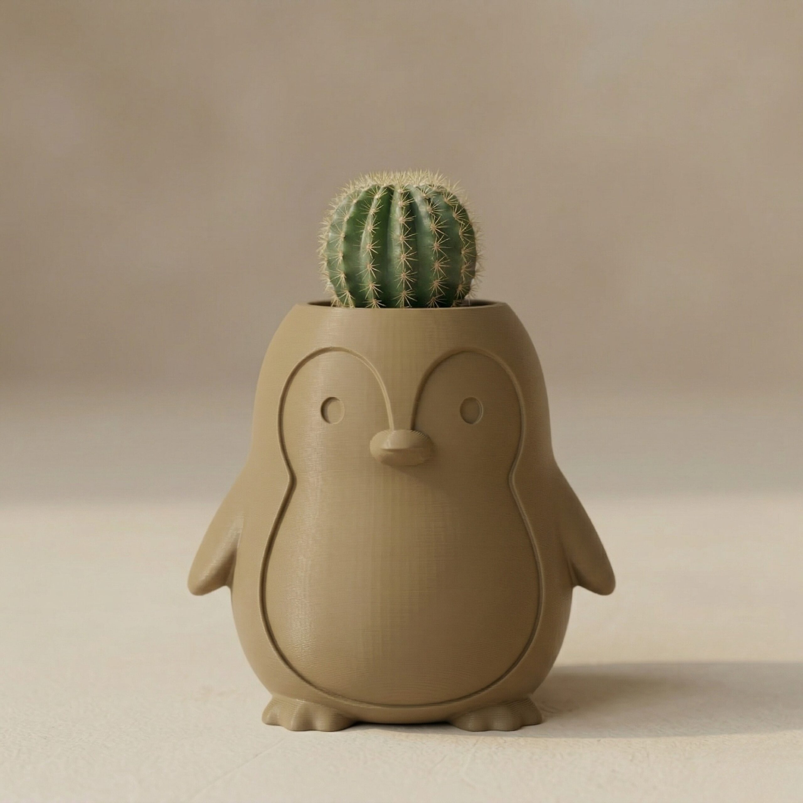 Cute Penguin Planter | 3D Printed Mini Succulent Pot, Adorable Desk Organizer & Pen Holder for Home, Office, and Nursery Decor
