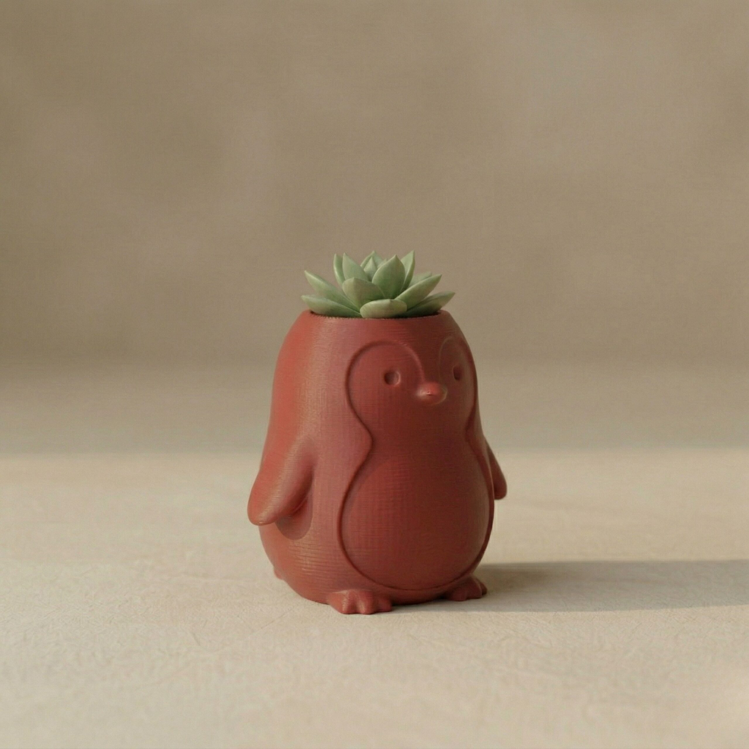 Cute Penguin Planter | 3D Printed Mini Succulent Pot, Adorable Desk Organizer & Pen Holder for Home, Office, and Nursery Decor