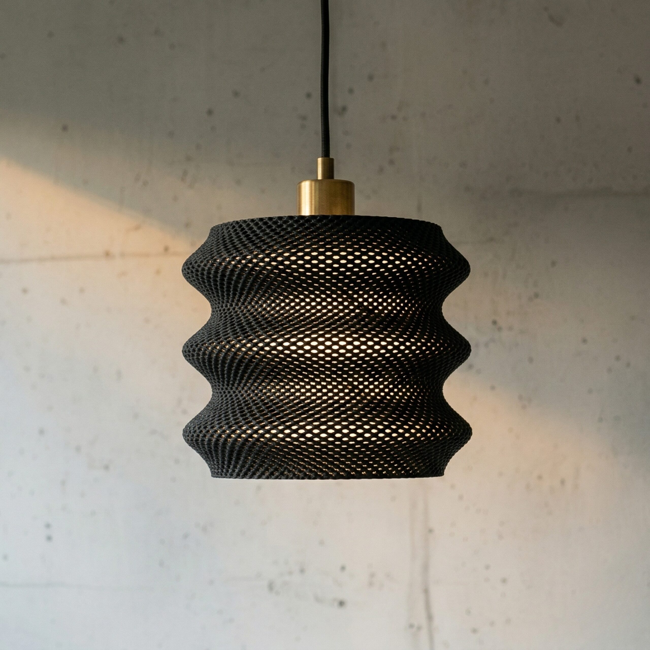 Ripple Lamp with Tripod Base - 3D Printed Modern Textured Table Lamp, Minimalist Night Light for Bedroom, Living Room & Home Decor