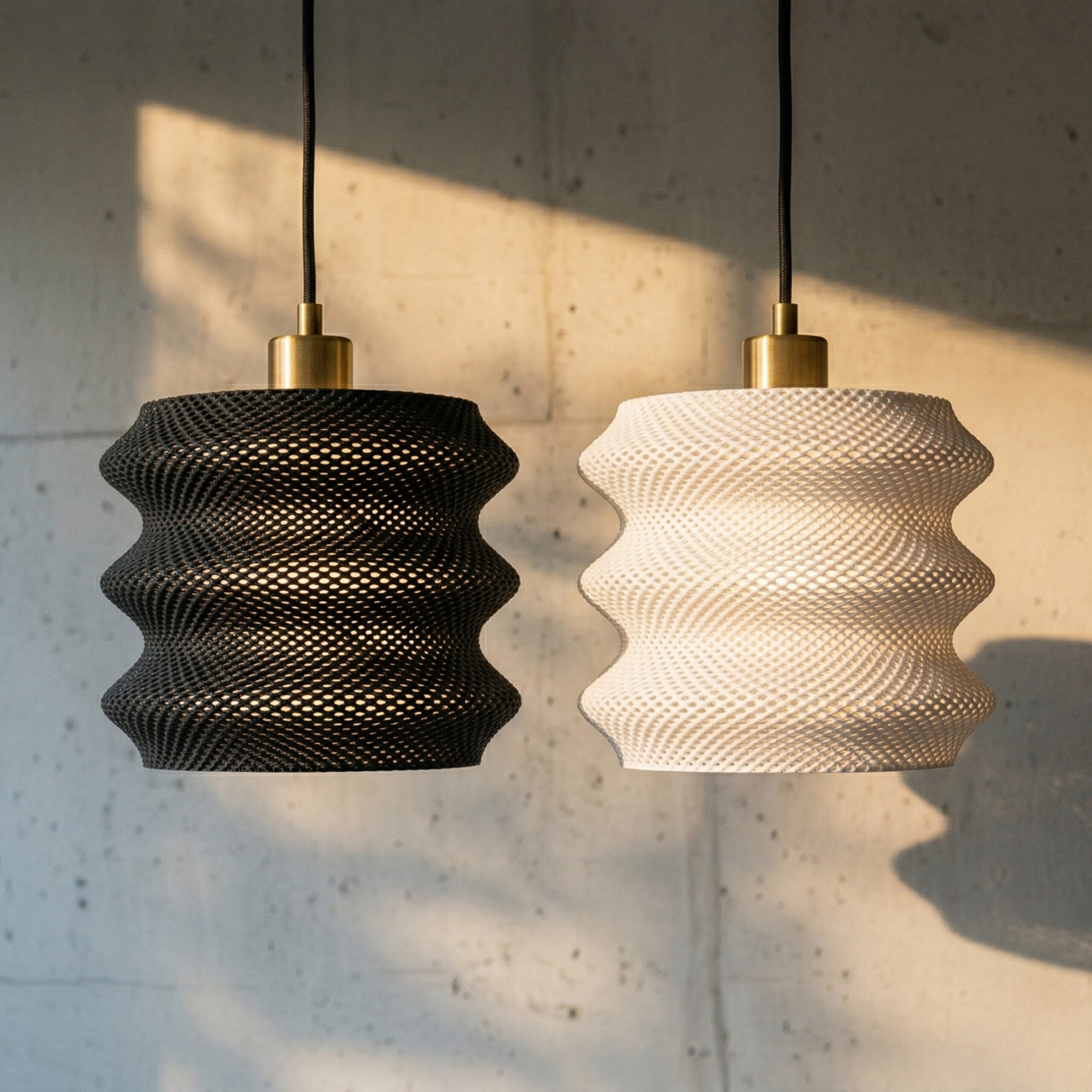 Ripple Lamp with Tripod Base - 3D Printed Modern Textured Table Lamp, Minimalist Night Light for Bedroom, Living Room & Home Decor