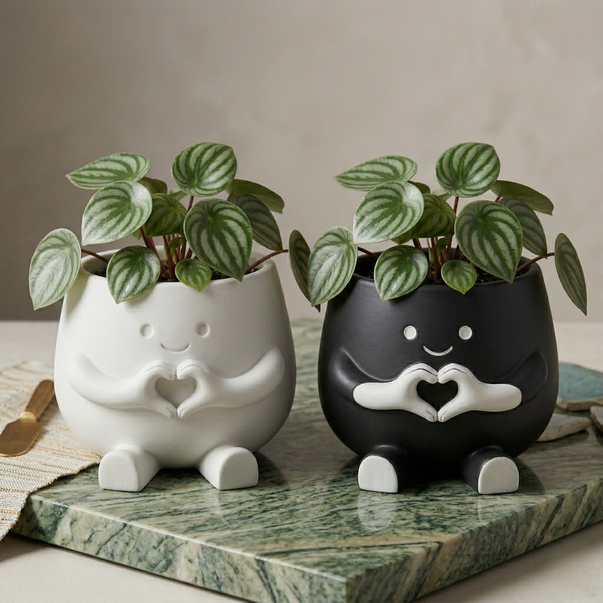 "Hearty" Pot - Cute Heart-Hands Decor | 3D Printed Mini Planter, Pen Holder & Adorable Desk Accessory for Home and Office