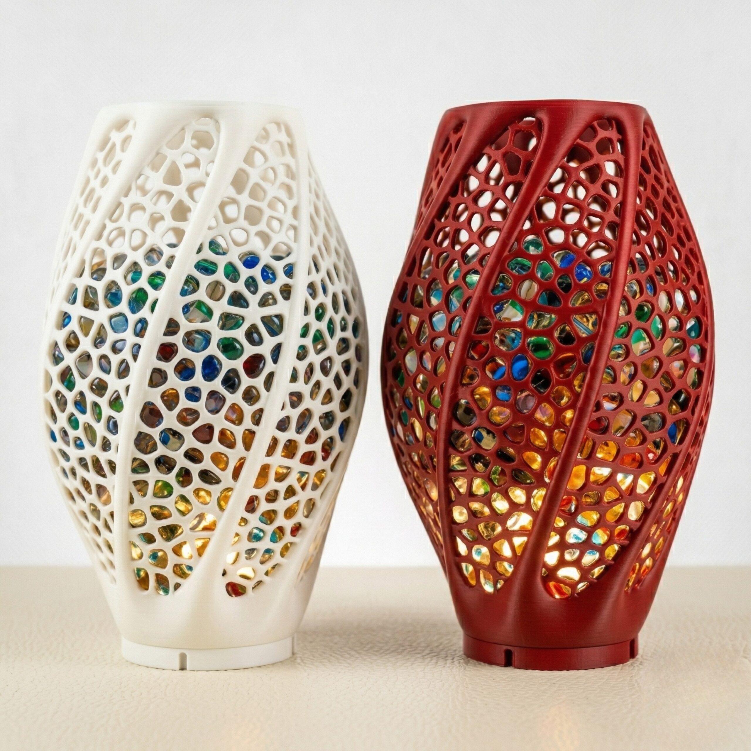 Voronoi 'Poops' Lamp - 3D Printed Geometric Decorative Table Lamp, Unique Waste Filament Display, Modern Night Light for Home & Office Decor