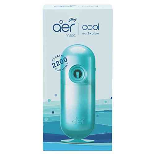 Godrej aer Matic Kit (Machine + 1 Refill) Automatic Room Freshener Spray Cool Surf Blue 225m)