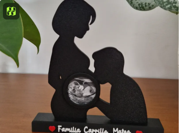 Family Pregnant Ultrasound Silhouette First Hello