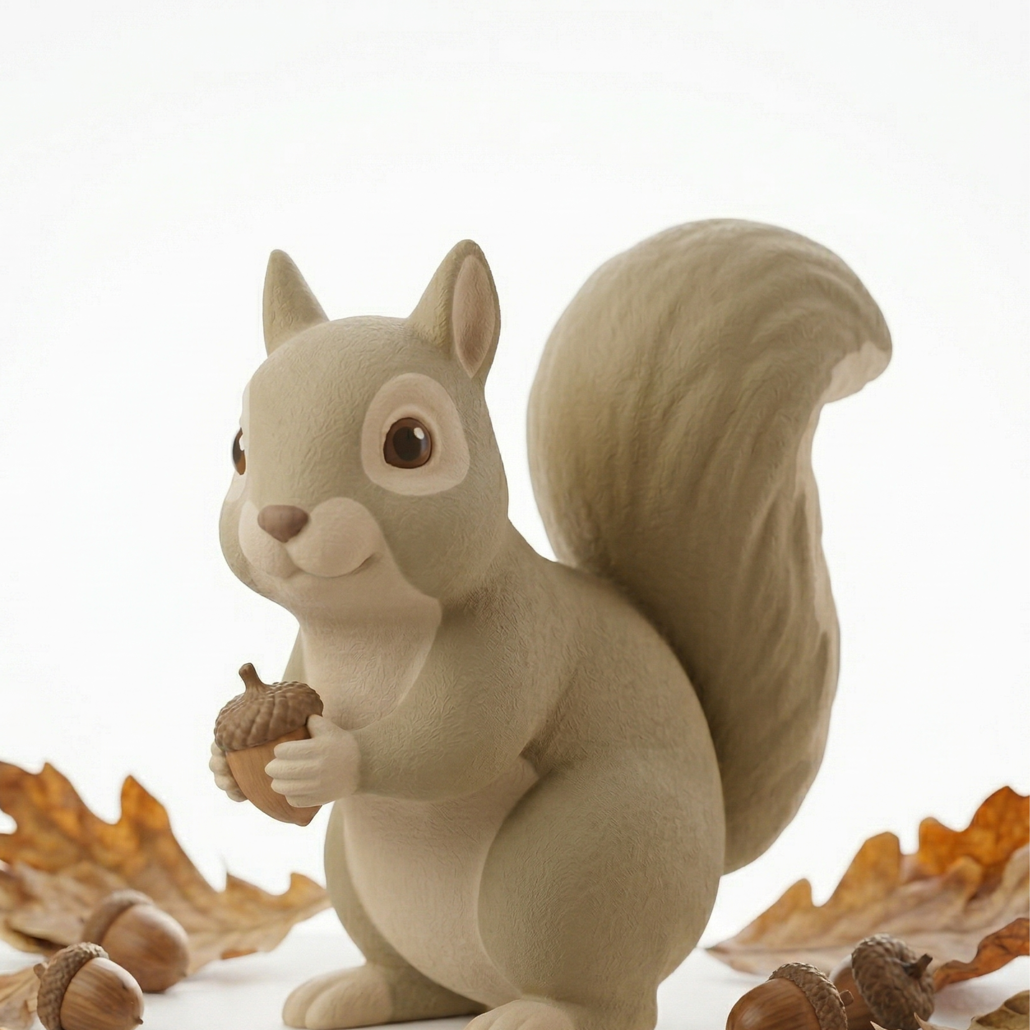 Cute Squirrel Figurine with Acorn Decorative Squirrel Showpiece Mini Squirrel Statue for Home Decor Adorable Woodland Squirrel Figurine Cartoon Style Squirrel Decor