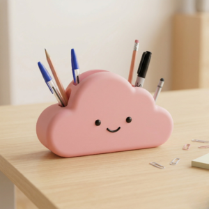 Cute Cloud Pen Holder Smiley Cloud Desk Organizer Kawaii Cloud Stationery Holder Cartoon Cloud Pencil Stand Mini Cloud Desk Organizer