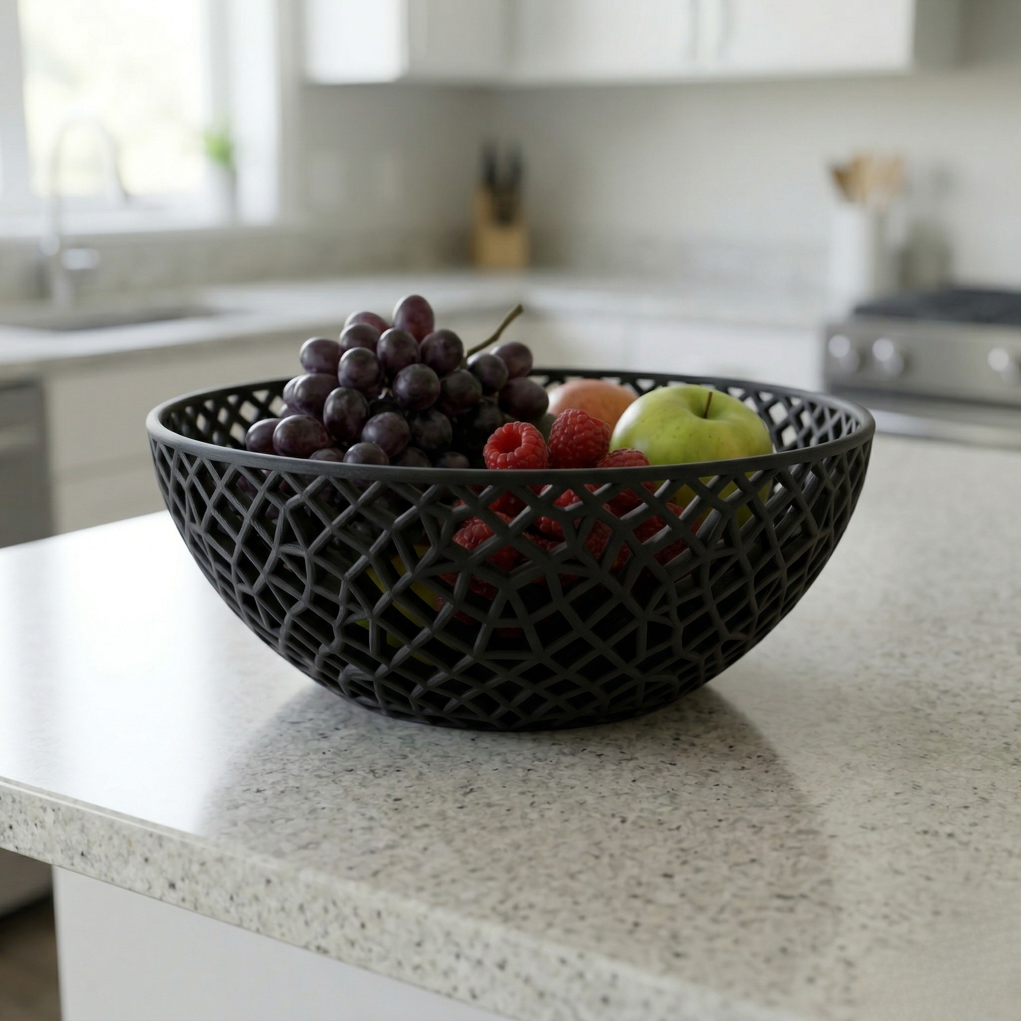 Designer Mesh Fruit Basket Modern Geometric Fruit Bowl Decorative Kitchen Fruit Basket Stylish Lattice Fruit Bowl Premium Tabletop Fruit Basket