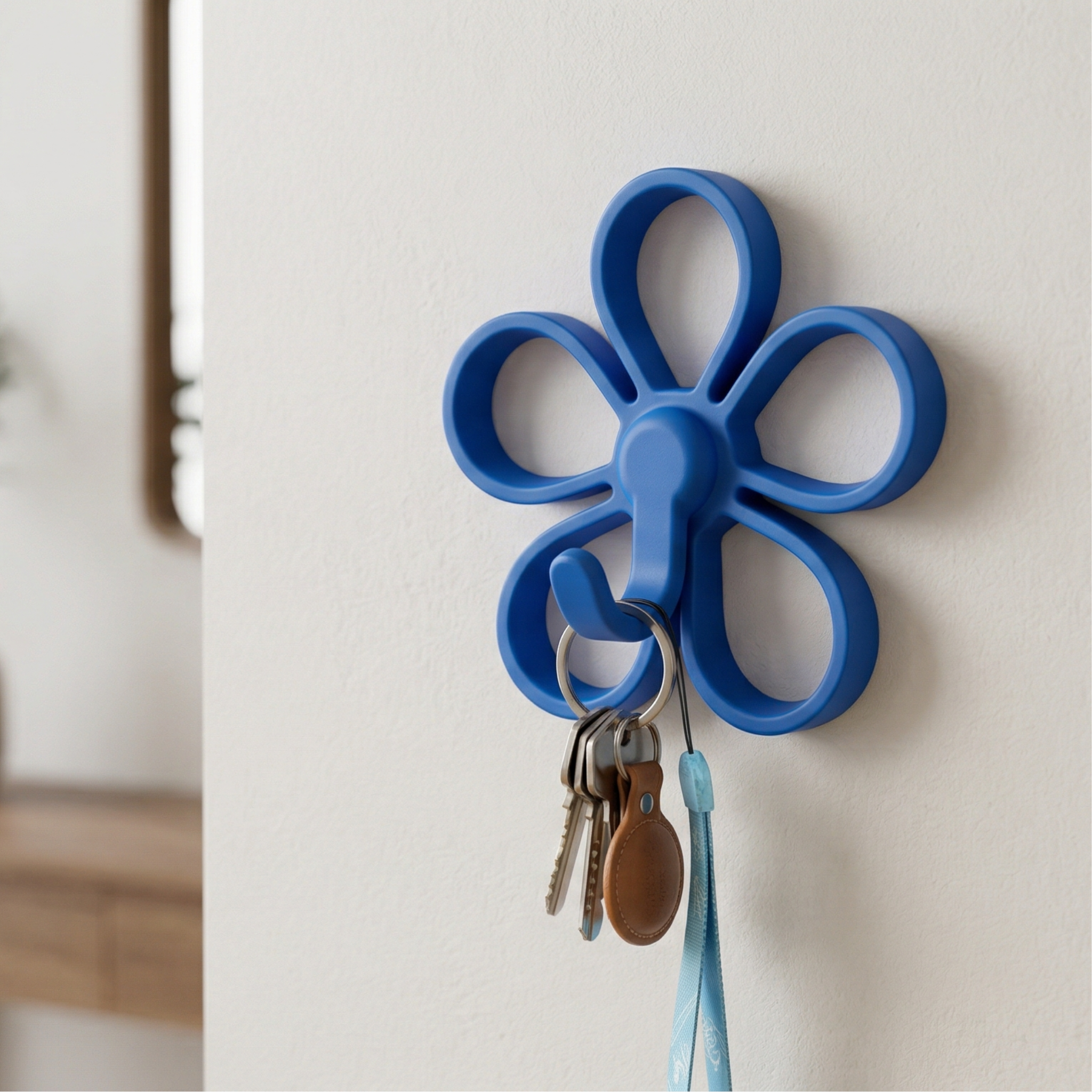 Flower Shape Key Holder Wall Mounted Key Hook Organizer Decorative Flower Key Holder Modern Key Hanging Stand Stylish Wall Key Organizer