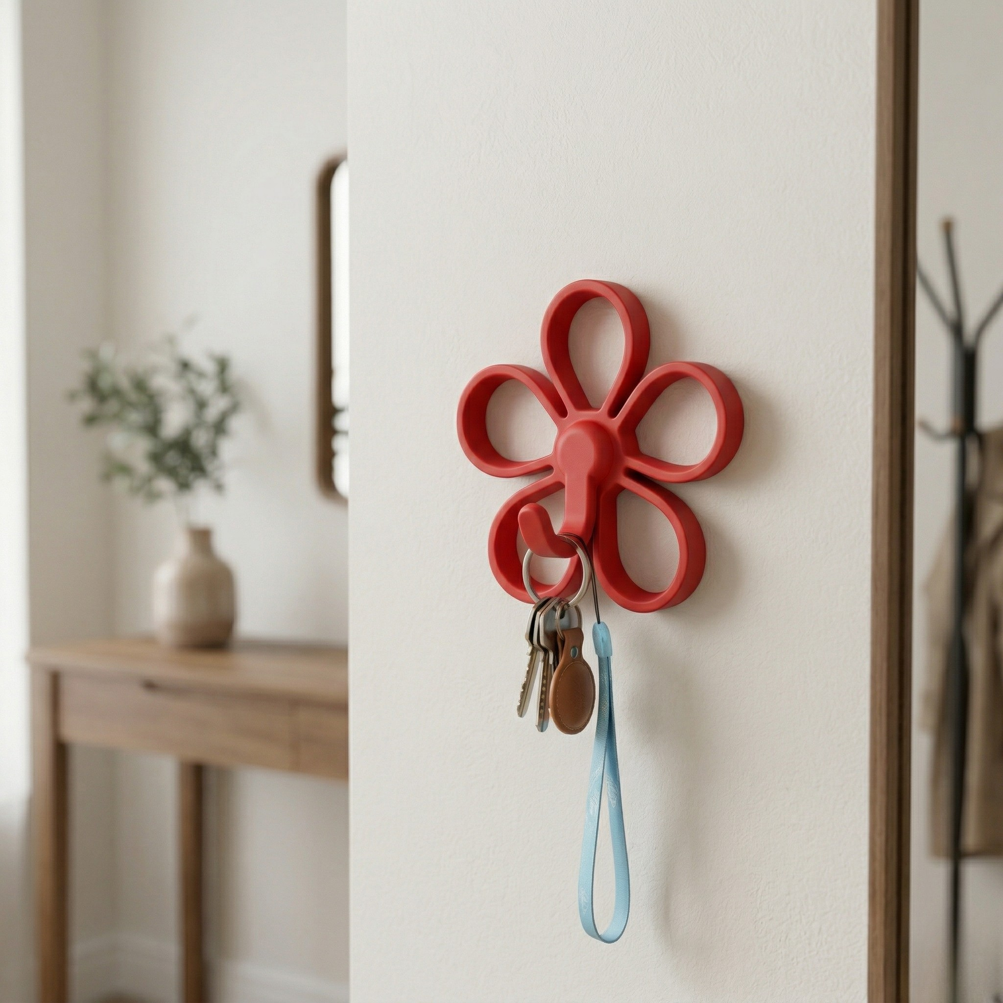 Flower Shape Key Holder Wall Mounted Key Hook Organizer Decorative Flower Key Holder Modern Key Hanging Stand Stylish Wall Key Organizer