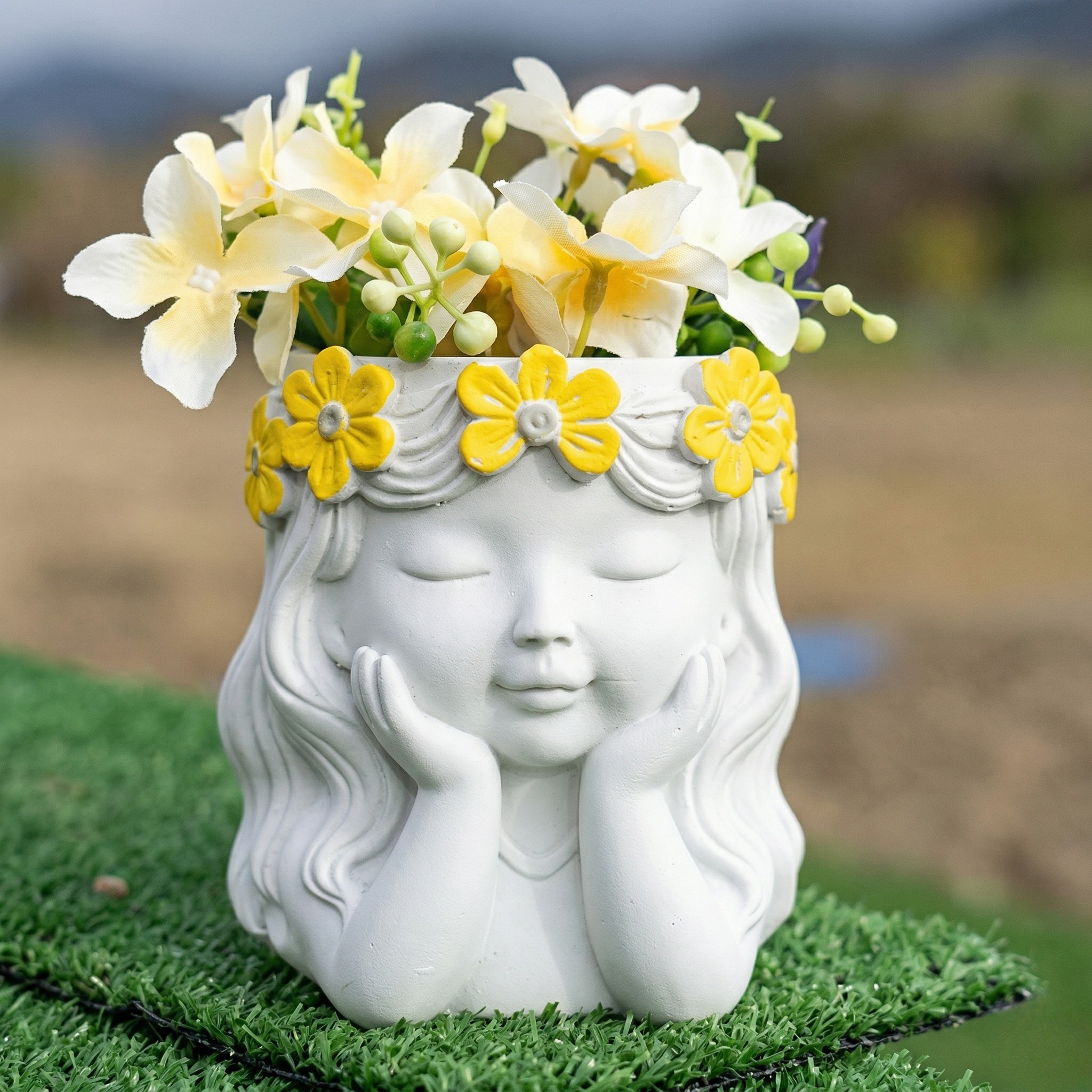 Little Girl Dream Planter Cute Girl Face Planter Pot Dreamy Girl Succulent Planter Aesthetic Little Girl Plant Pot Decorative Girl Planter