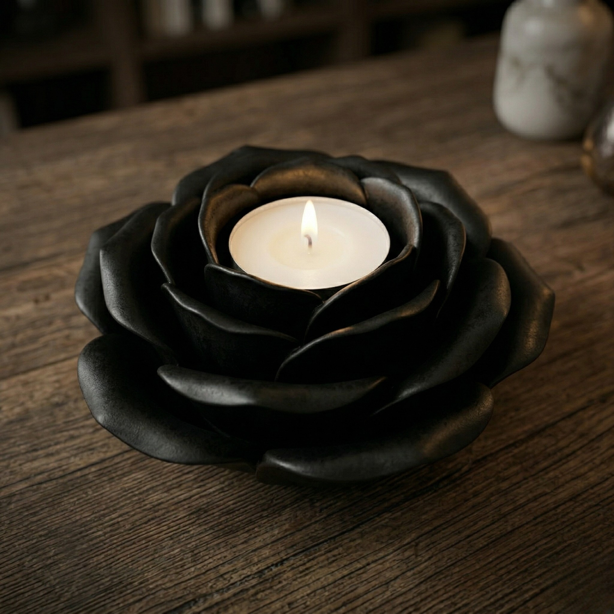 Blooming Rose Tealight Holder Serenity Rose Candle Holder Elegant Rose Glow Holder Petal Bloom Candle Dish Rose Blossom Tealight Holder Pure Petal Candle Holder Romantic Rose Light Holder Floral Serenity Tealight