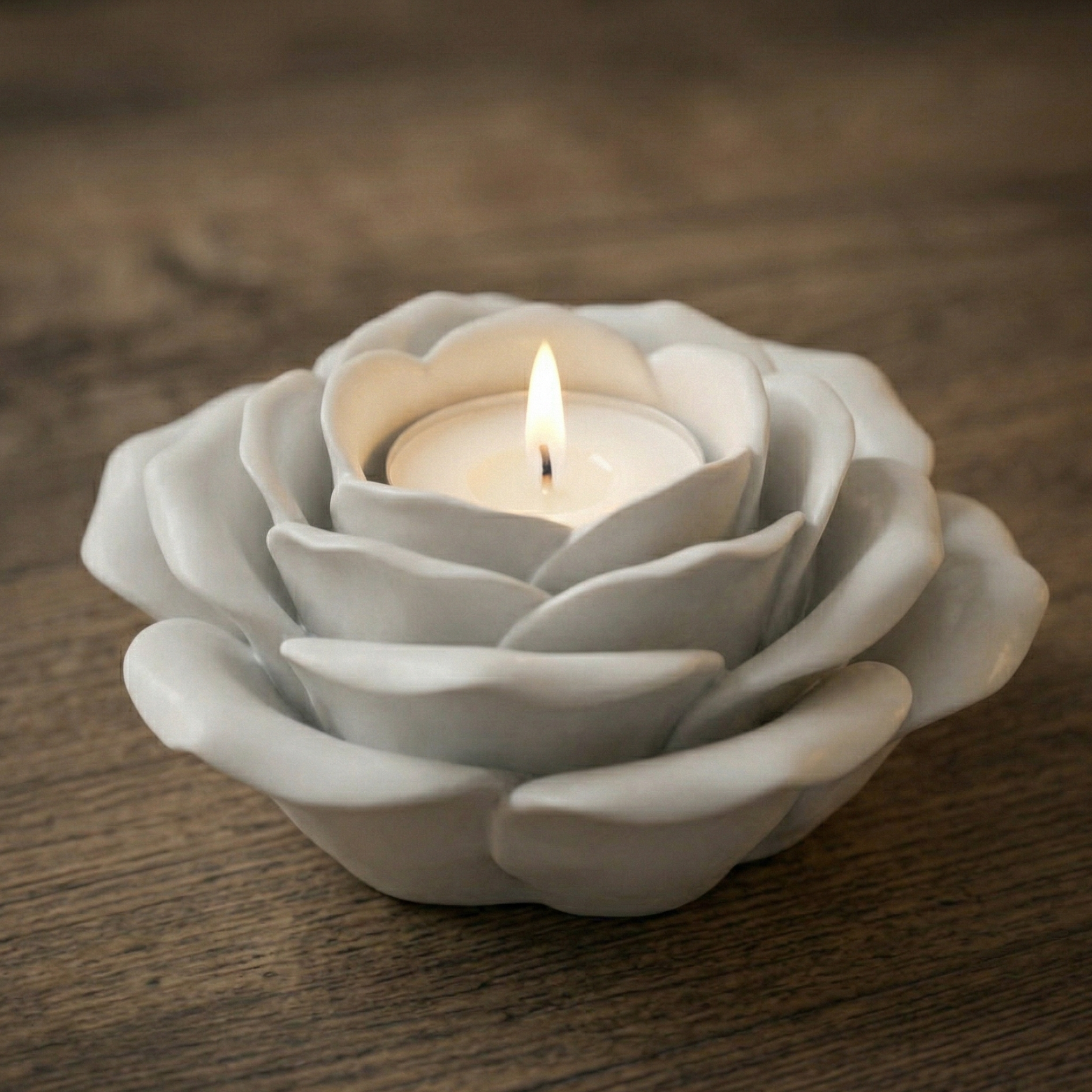Blooming Rose Tealight Holder Serenity Rose Candle Holder Elegant Rose Glow Holder Petal Bloom Candle Dish Rose Blossom Tealight Holder Pure Petal Candle Holder Romantic Rose Light Holder Floral Serenity Tealight