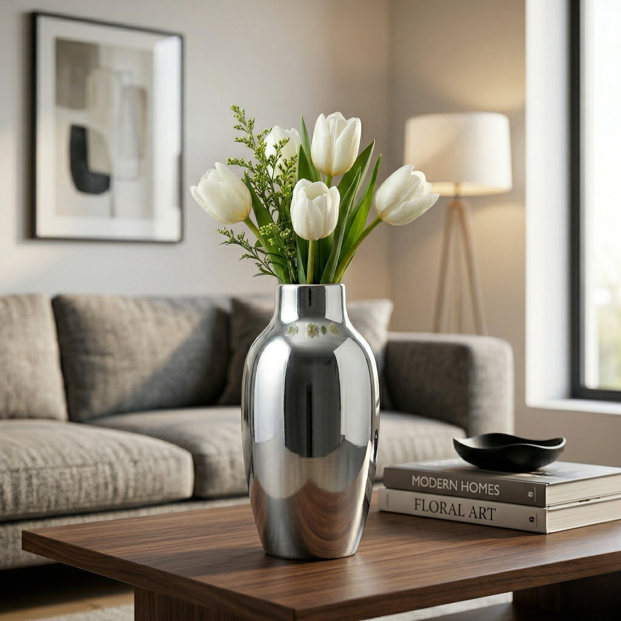 Elegant White Tulip Vase Classic Red Ceramic Flower Vase Premium Tulip Decor Vase Modern Minimal Flower Vase Luxury Home Decor Tulip Vase