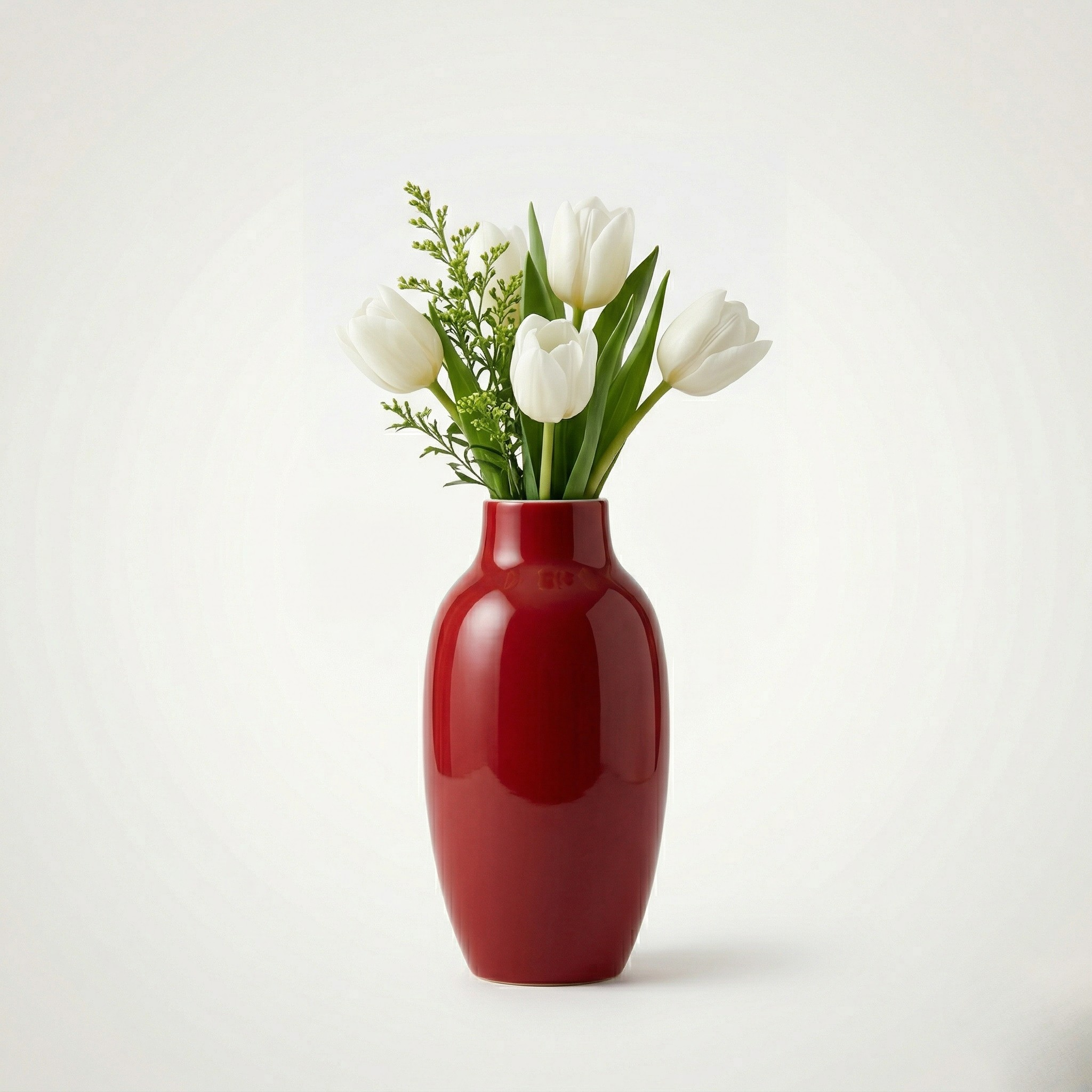 Elegant White Tulip Vase Classic Red Ceramic Flower Vase Premium Tulip Decor Vase Modern Minimal Flower Vase Luxury Home Decor Tulip Vase